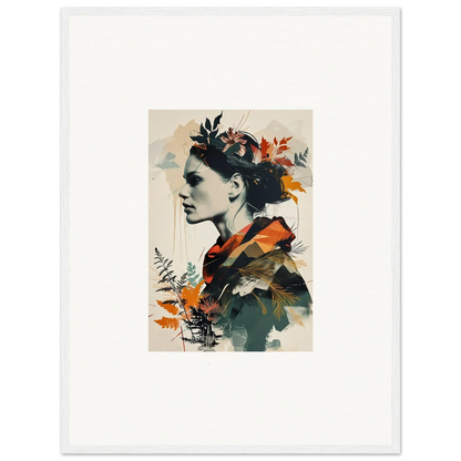 Portrait of a woman in floral attire perfect for room decoration as canvas print wall art