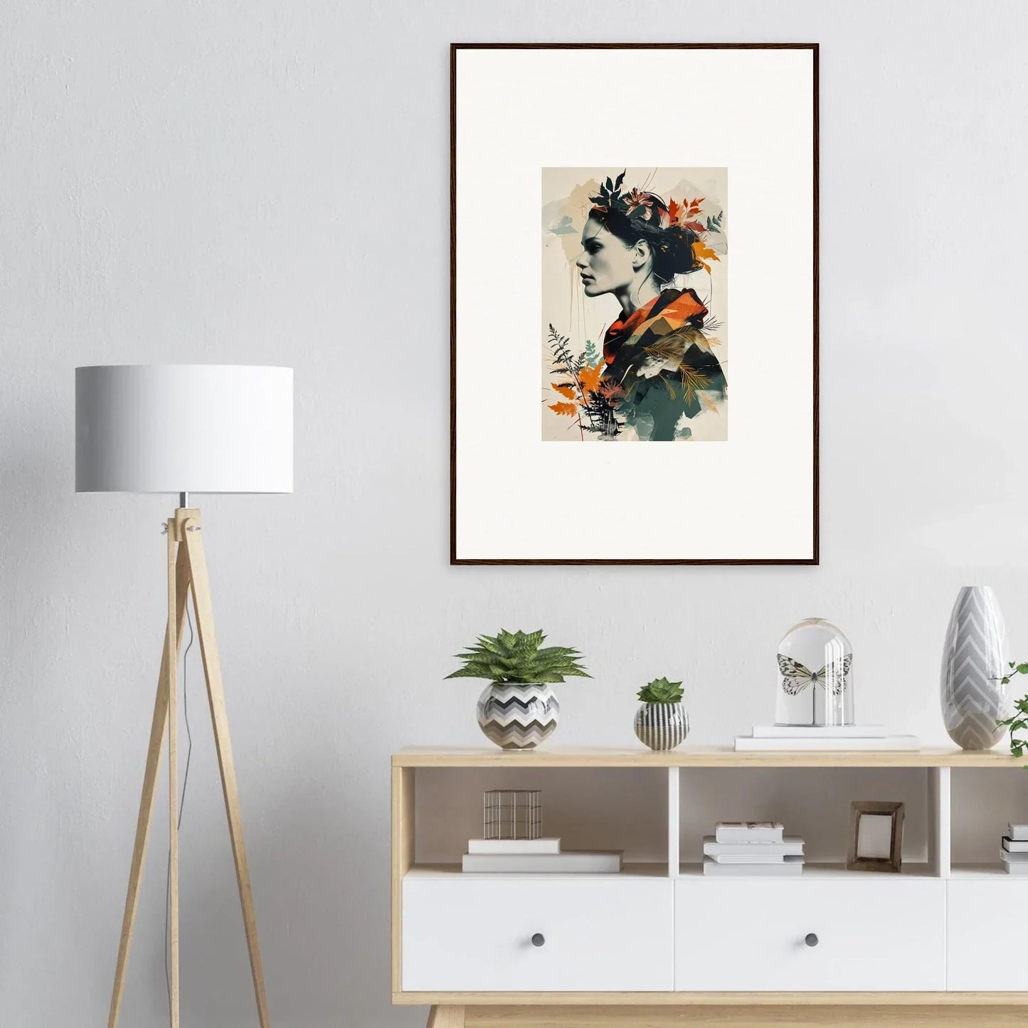 Framed watercolor floral portrait canvas print for stylish room decoration wall art