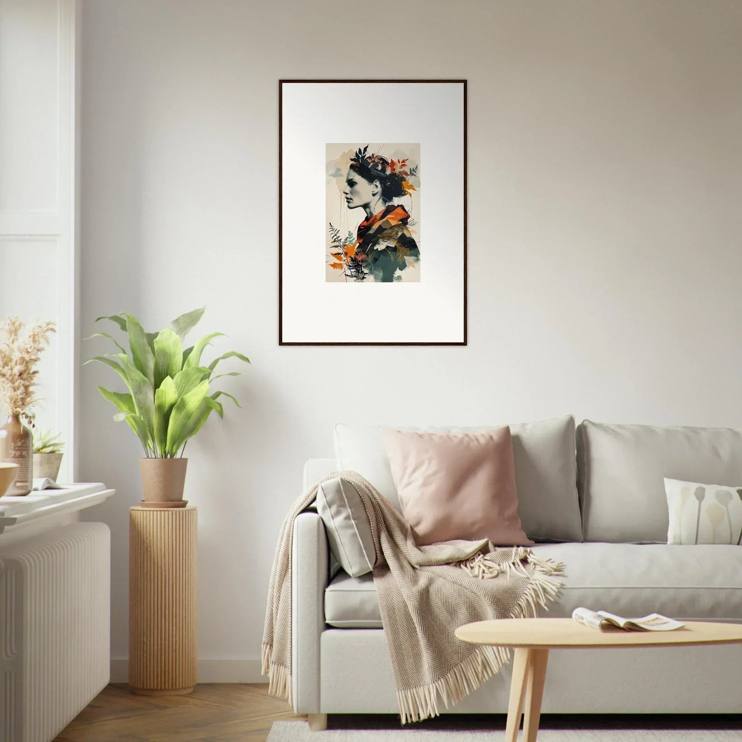 Framed abstract portrait wall art with vibrant colors for stylish room decoration