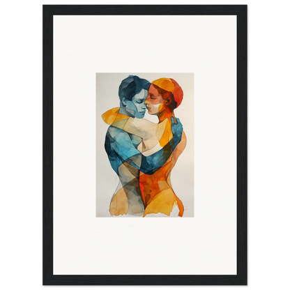 Watercolor painting of two embracing figures in vibrant hues, perfect for Souls Tangent room decor