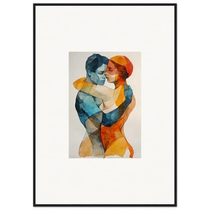 Watercolor painting of two embracing figures for Aqua Souls Tangent wall art decor