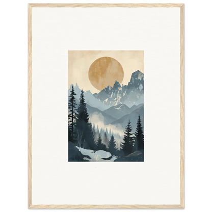 Framed wall art of misty mountain landscape, perfect for alpine serenade room decor