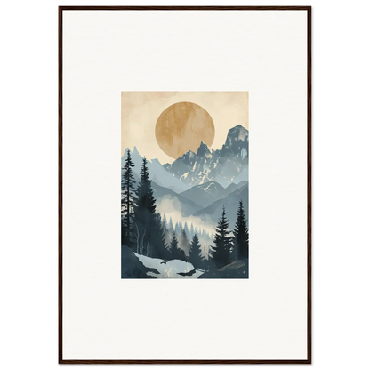 Framed wall art of Ephemeral Alpine Serenade showcasing a sunlit forest landscape