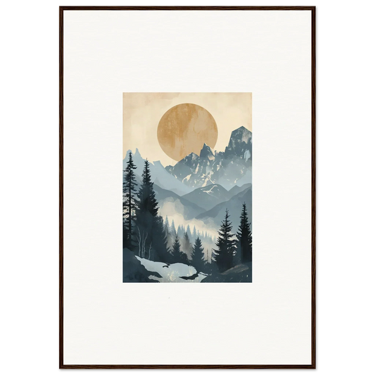 Framed wall art of Ephemeral Alpine Serenade showcasing a sunlit forest landscape