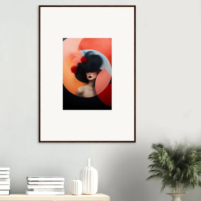 Framed portrait of a silhouetted figure in orange-red for Ephemeral Bliss Veils