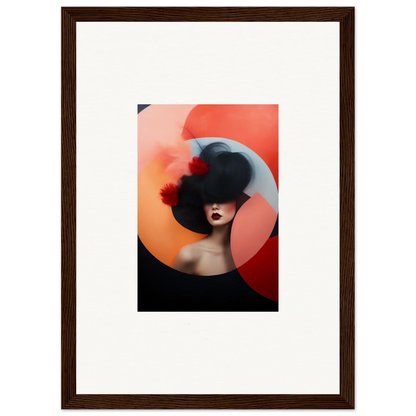 Artistic portrait of dark figure with hat amid orange shapes from Ephemeral Bliss Veils