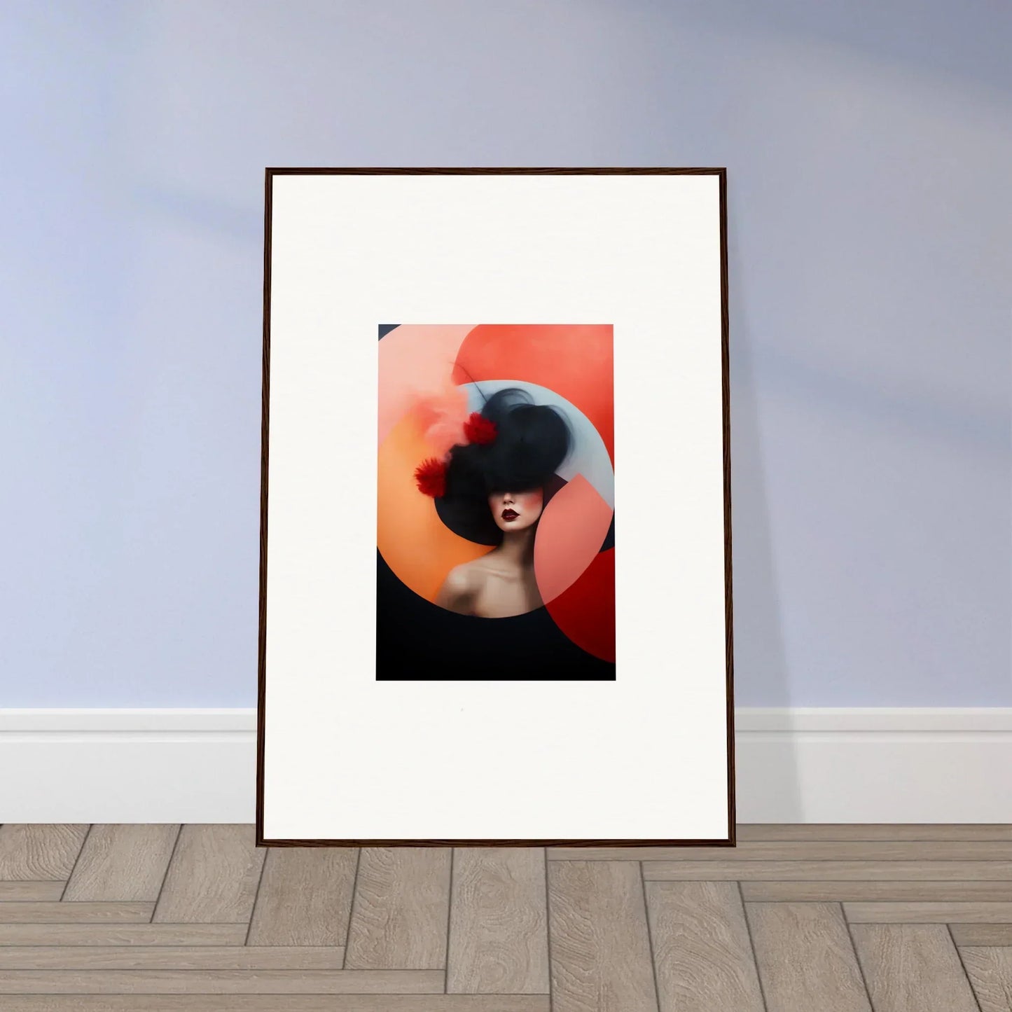 Framed portrait with a silhouette in orange from Ephemeral Bliss Veils, special edition art™