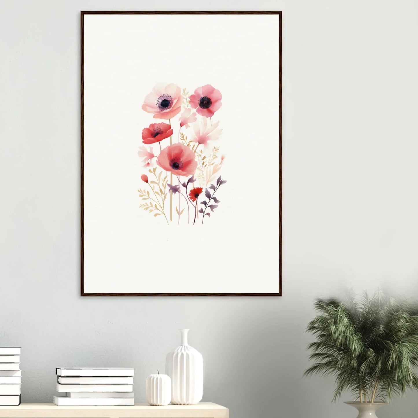 Framed watercolor poppies for a vibrant bloom tapestry in your room decoration