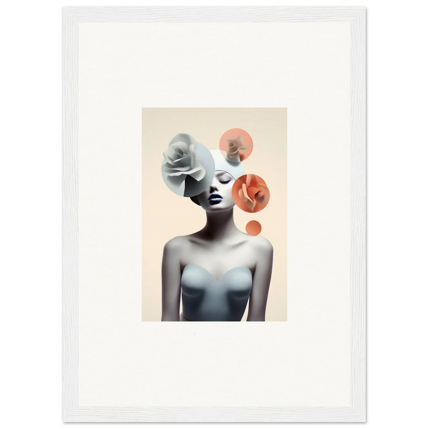 Artistic portrait of a woman with abstract circles, perfect for Blossom Nexus canvas print