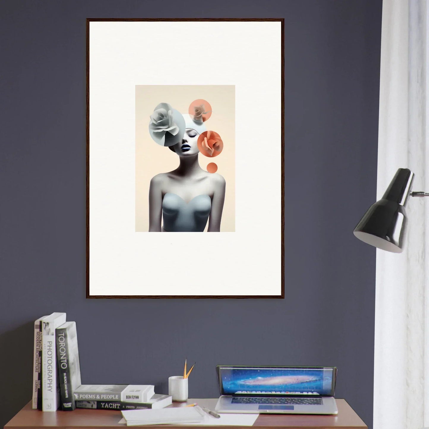 Framed canvas print of an abstract portrait for trendy room decoration - Blossom Nexus