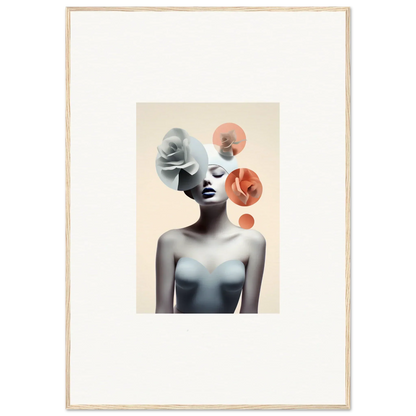 Framed canvas print of a stylized female figure for room decoration in Blossom Nexus