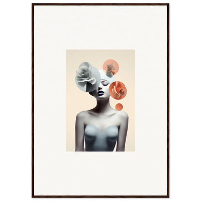 Artistic portrait of a woman with abstract circles for a stylish Blossom Nexus canvas print