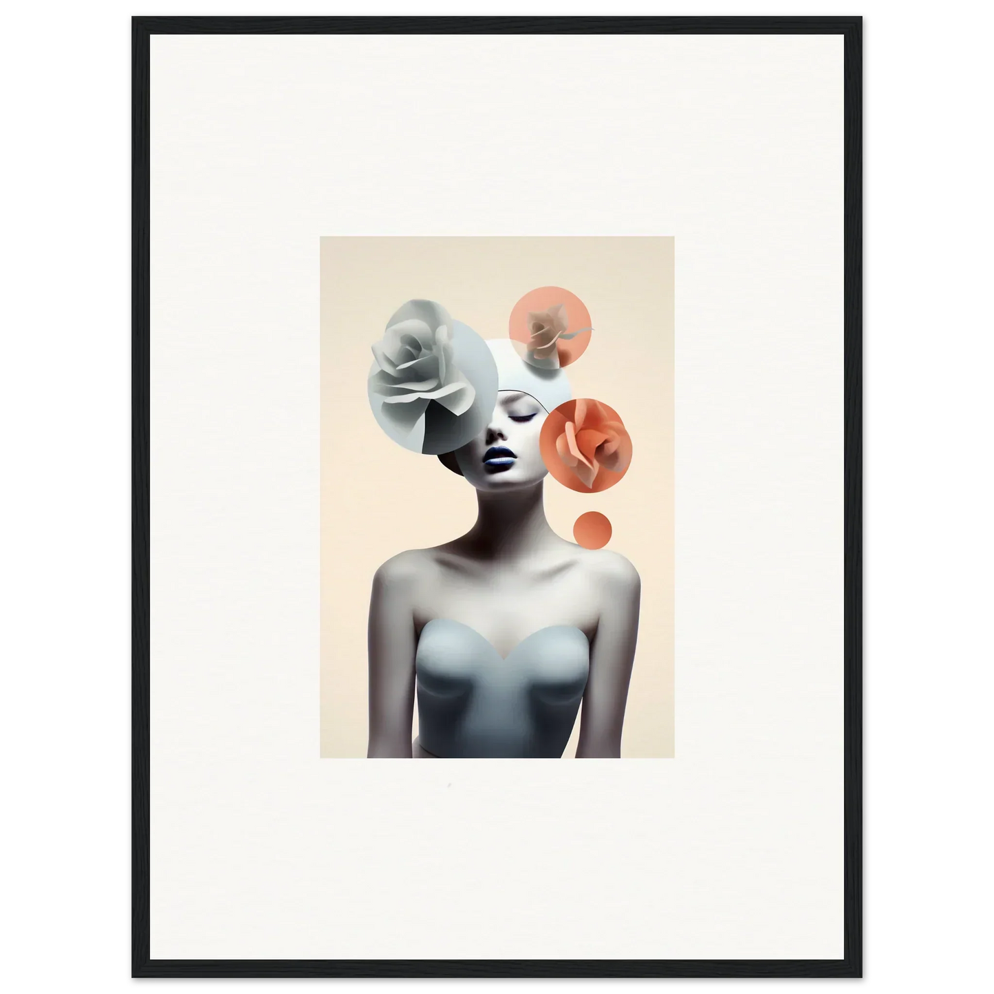 Artistic portrait of a woman with abstract circles for Blossom Nexus canvas print