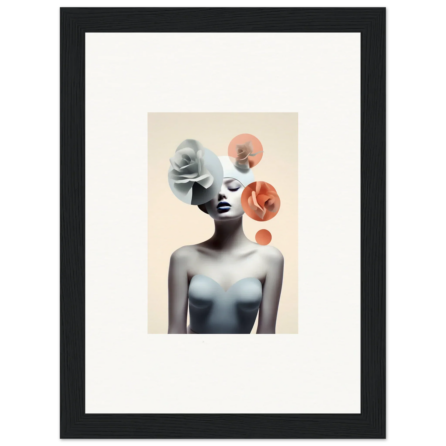 Surrealist portrait of a woman with floral hair for a unique room decoration canvas print