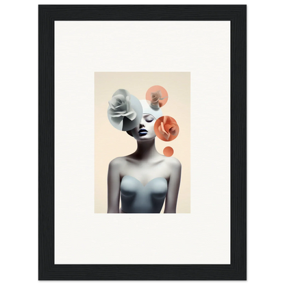 Surrealist portrait of a woman with floral hair for a unique room decoration canvas print