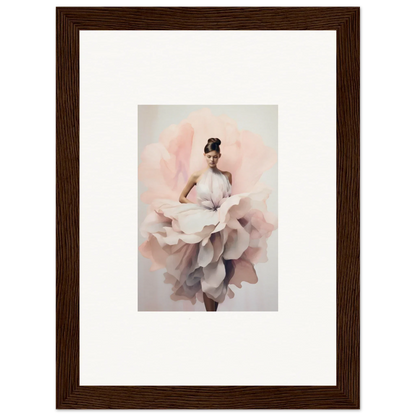 Dancer in a flowing dress like rose petals from Ephemeral Blush Bloom wall art