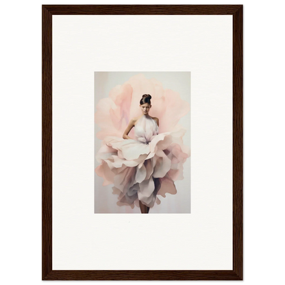 Dancer in rose petal dress, part of Ephemeral Blush Bloom framed wall art