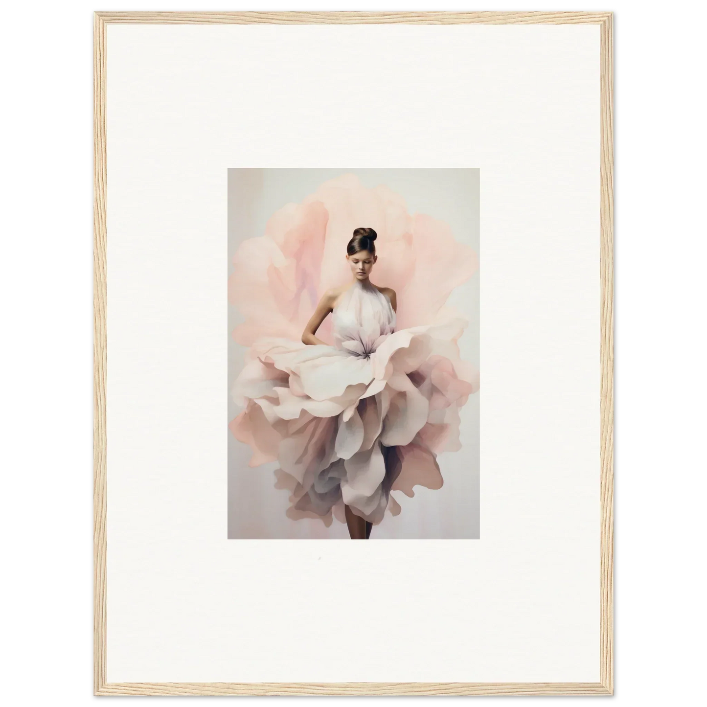 Framed wall art of a dancer in a blush dress, perfect for your Ephemeral Blush Bloom decor