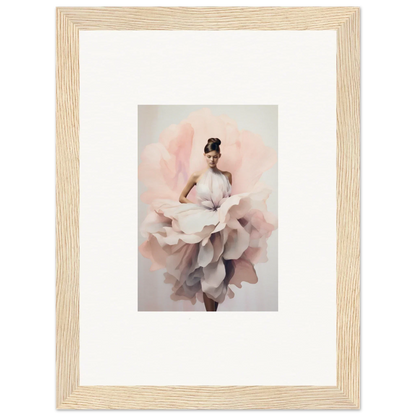 Dancer in a blush dress capturing the essence of Ephemeral Blush Bloom art