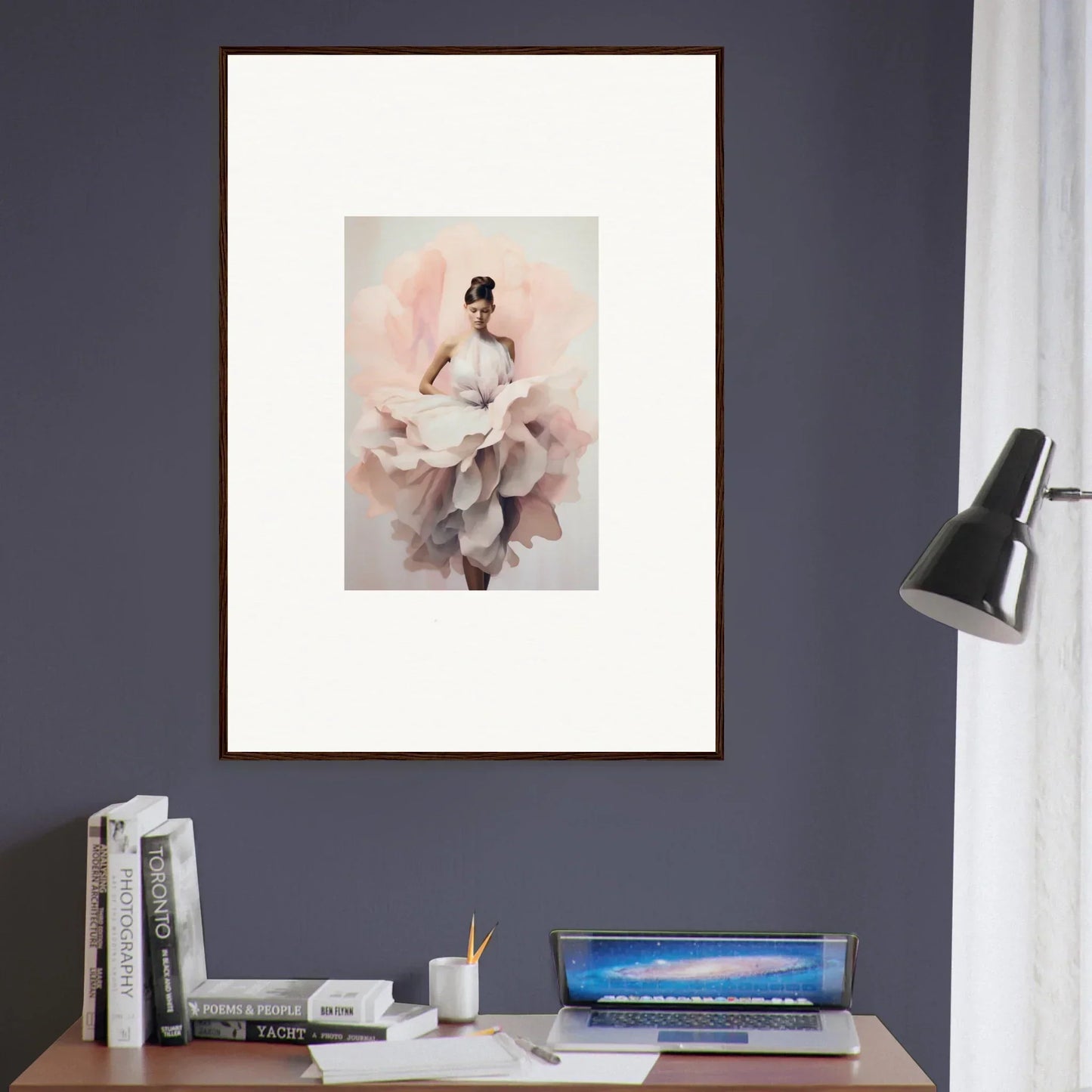 Framed wall art of a ballet dancer in pink for Ephemeral Blush Bloom collection