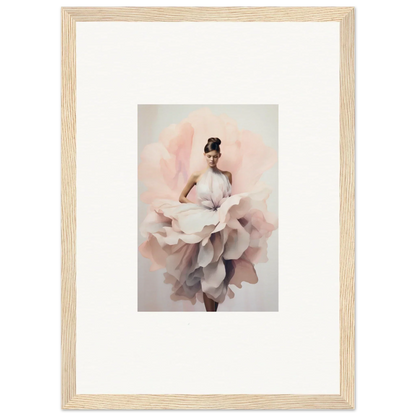 Framed wall art of a figure in a blush dress, perfect for the Ephemeral Blush Bloom vibe