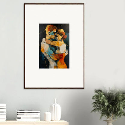 Framed wall art featuring vibrant embracing figures, perfect for room decor and Bondscreen Embrace