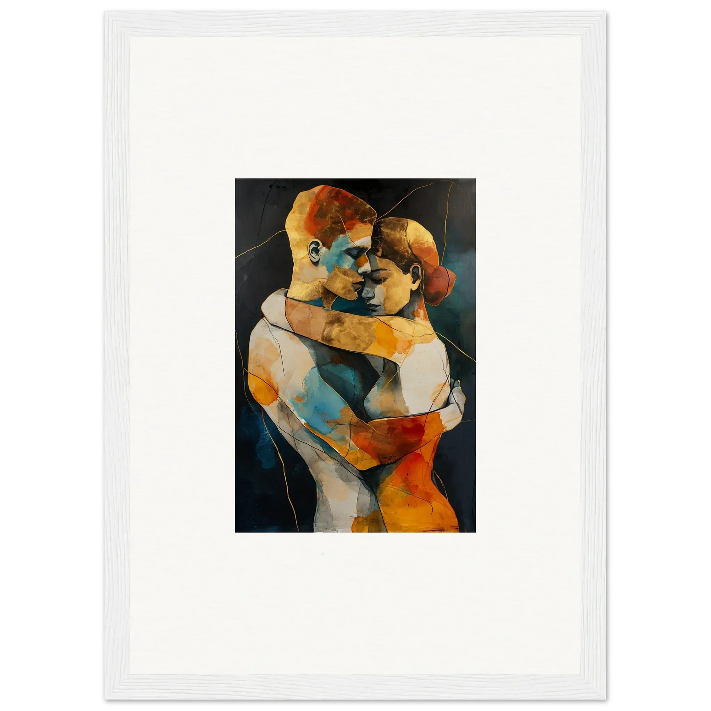 Abstract painting of two embracing figures for Bondscreen Embrace framed wall art