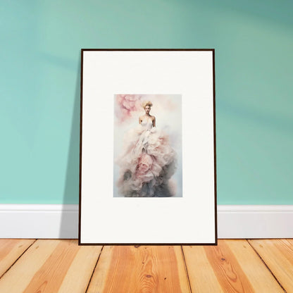 Framed art of a figure in a flowing white dress, part of the Ephemeral Corsage Aurora collection