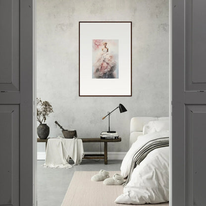 Framed abstract art with pink and gray tones, Ephemeral Corsage Aurora special edition