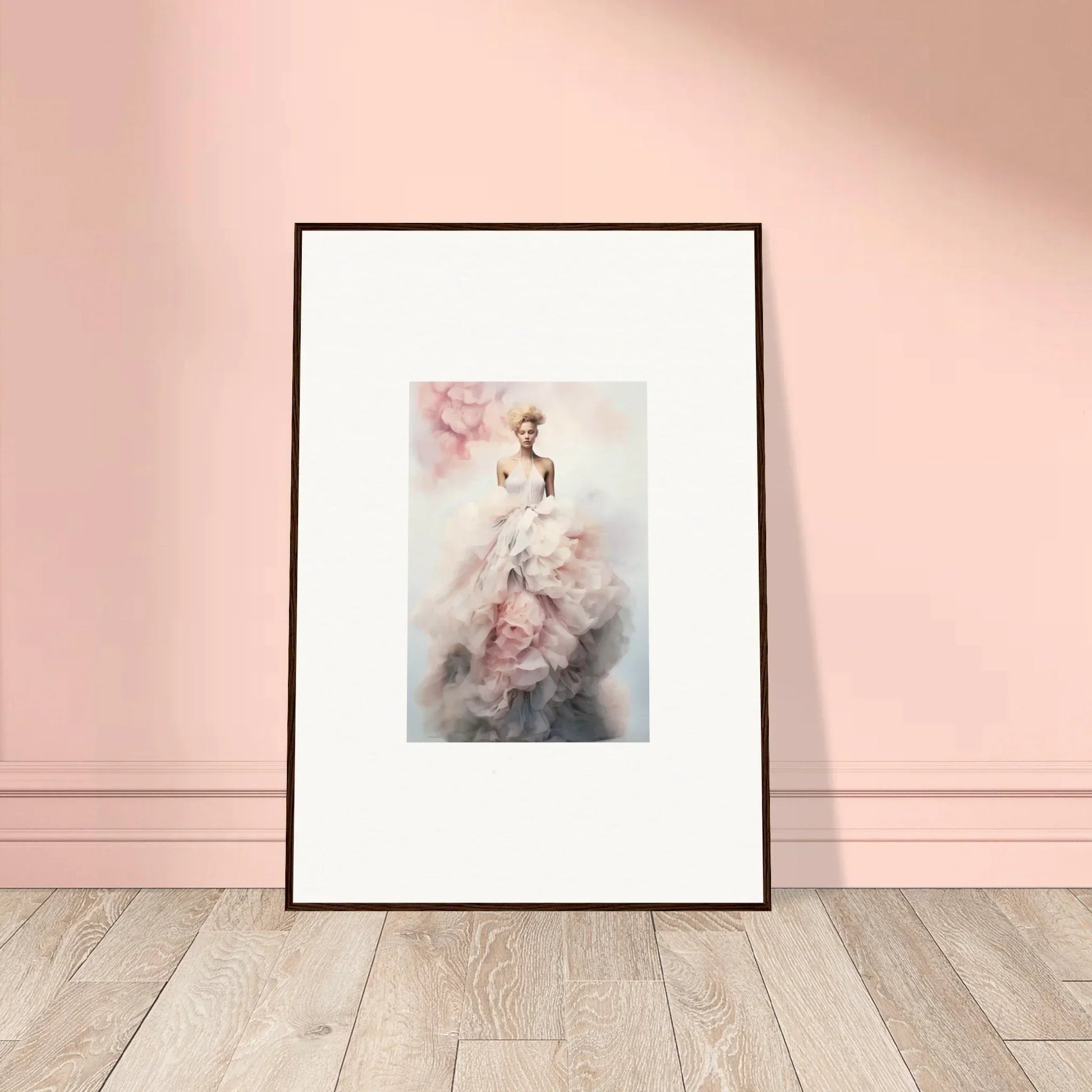 Framed Ephemeral Corsage Aurora artwork of a figure in a flowing white dress