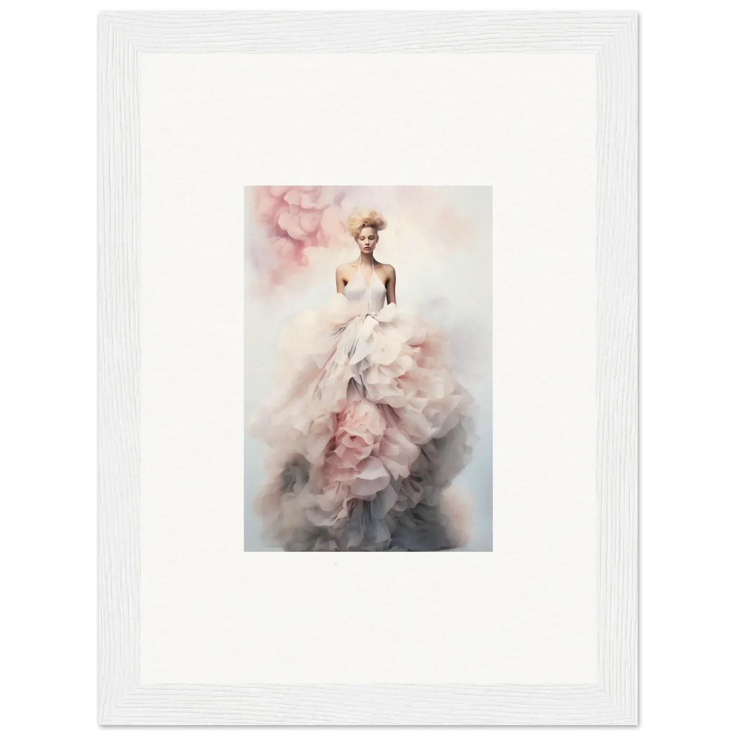 Ethereal figure in flowing pink and white gown for the Ephemeral Corsage Aurora