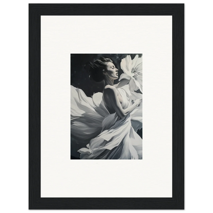 Black and white photo of a woman in flowing fabric, perfect for dreams blossom room decor