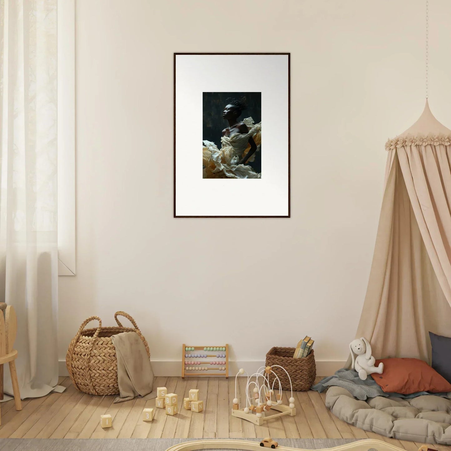 Framed black and white photograph of a rocky underwater scene.