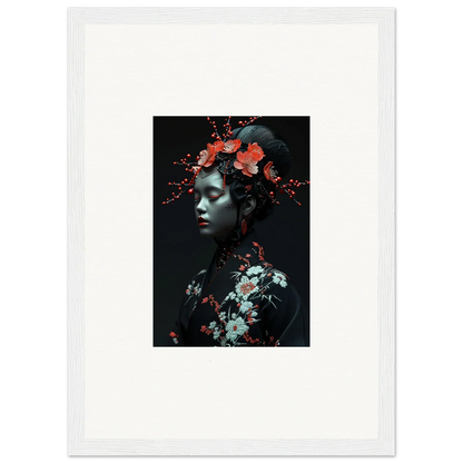 Artistic portrait of floral figure on dark background, perfect for Fate Whispers canvas print