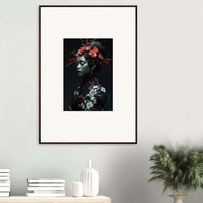 Framed canvas print of a colorful floral figure for unique room decoration, Fate Whispers