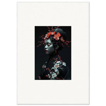 Portrait of a person with flowers, perfect for a Fate Whispers canvas print room decoration