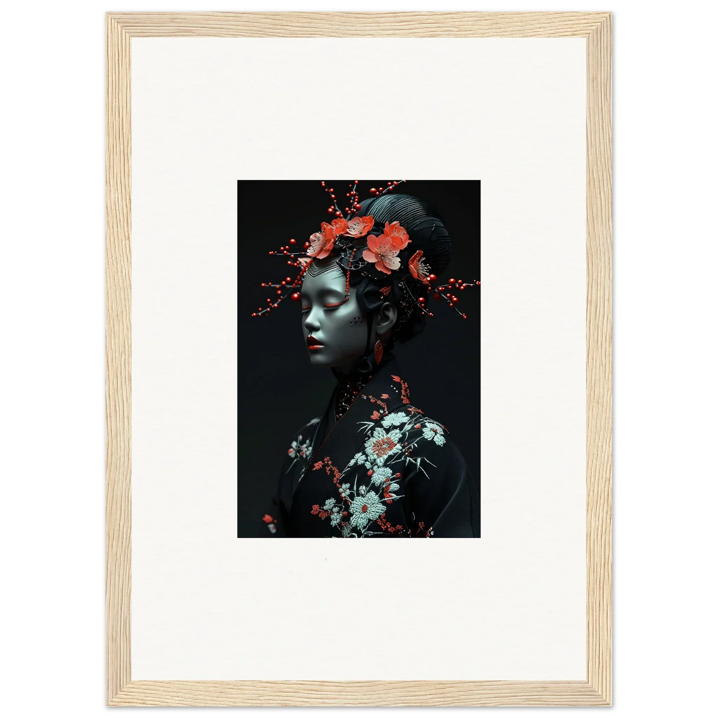 Artistic canvas print of Fate Whispers with a floral figure, perfect for room decoration