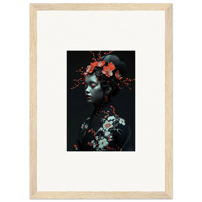 Artistic canvas print of Fate Whispers with a floral figure, perfect for room decoration