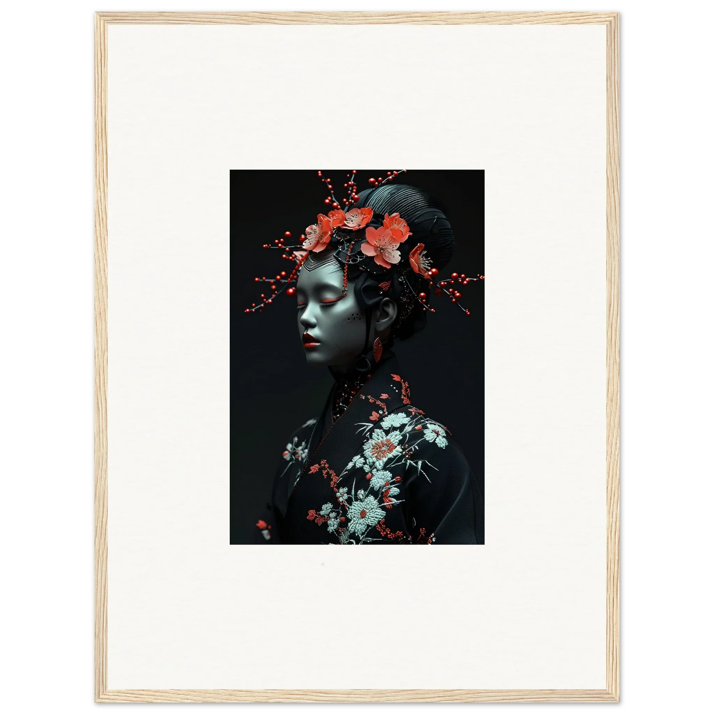 Framed canvas print with vibrant floral elements for a stylish room decoration