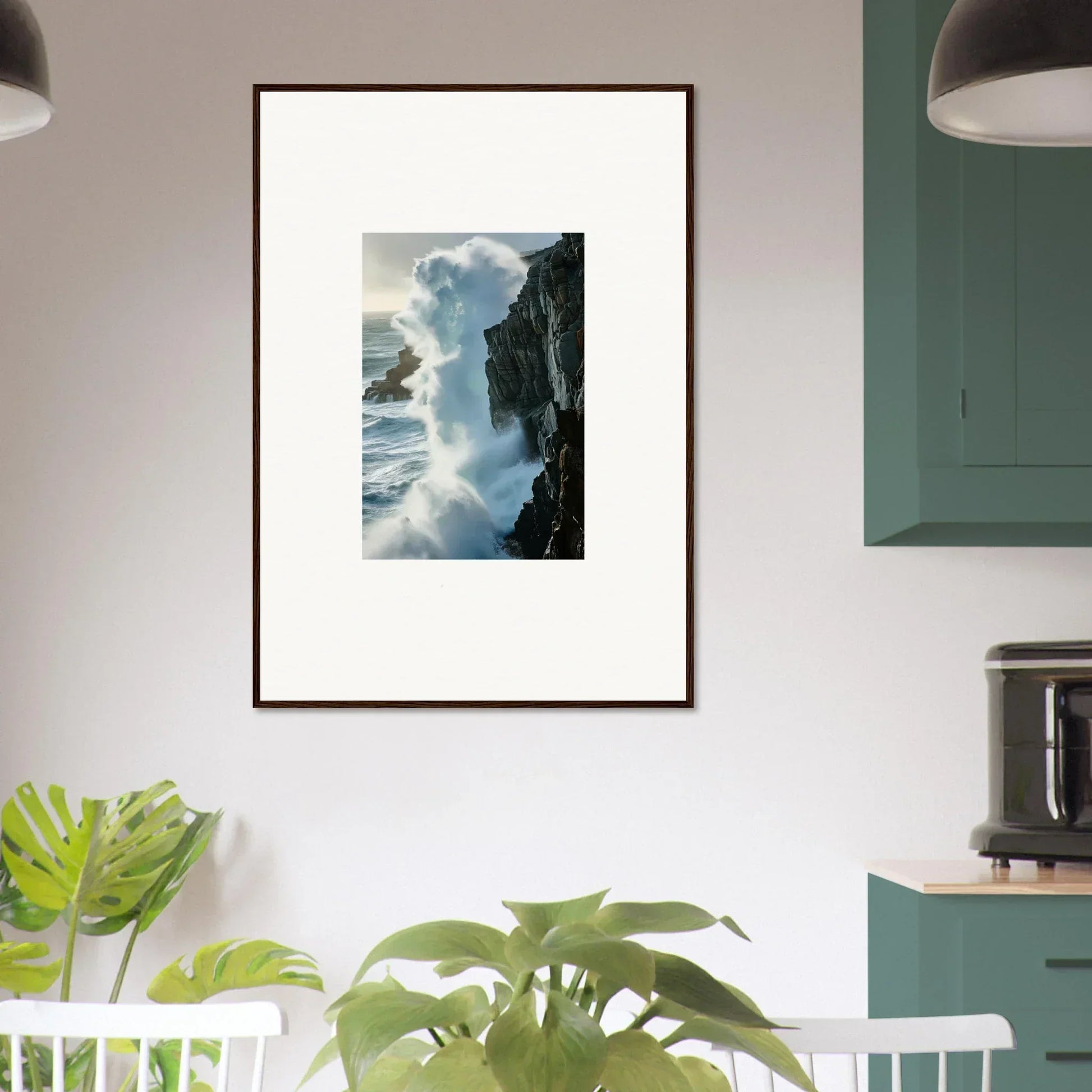 Framed photo of crashing waves for your room decoration, perfect foam symphony canvas print