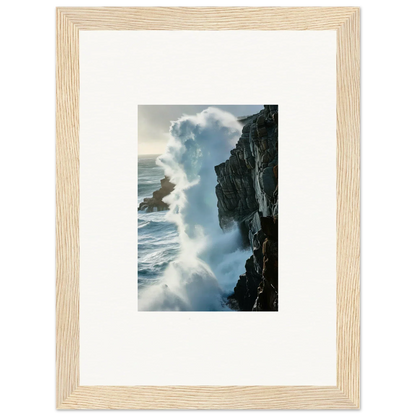 Framed canvas print of crashing ocean waves for a stunning foam symphony room decoration