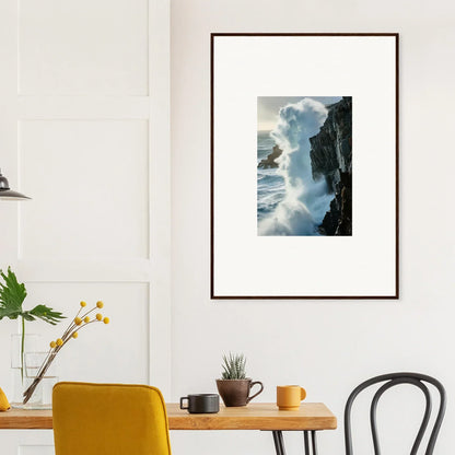 Framed photograph of crashing waves, perfect for foam symphony room decoration