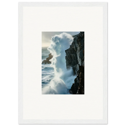 Framed photograph of crashing waves, perfect for a foam symphony room decoration