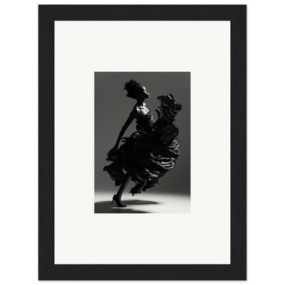 Silhouette of a dancer in flowing dress for elegant framed wall art decor