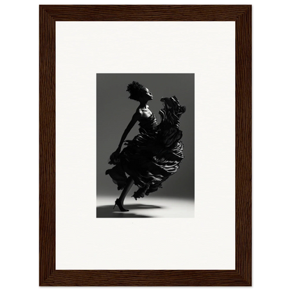 Silhouette of a dancer in a flowing dress for elegant room decor and canvas prints