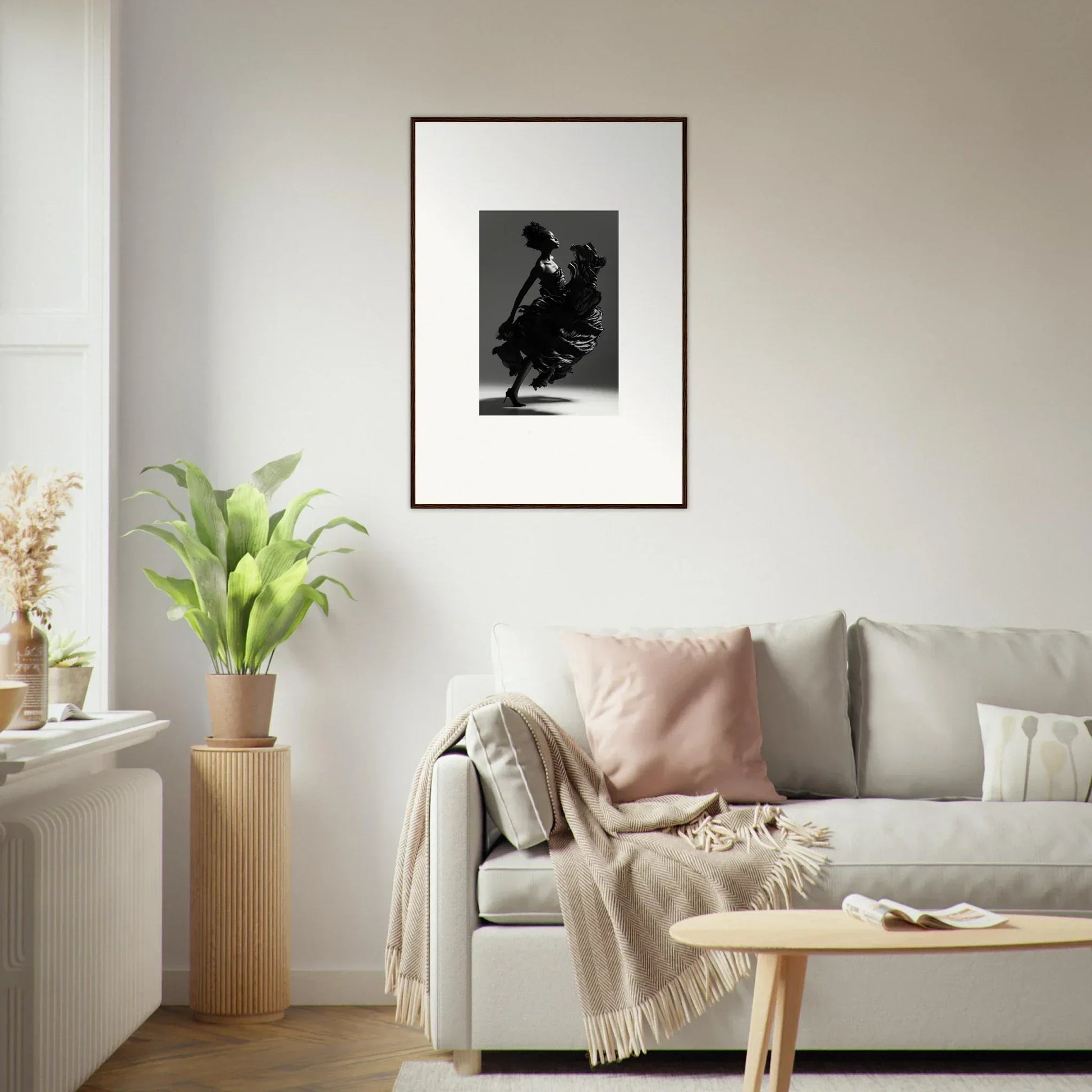 Framed black and white photograph of a person in motion for stylish room decor