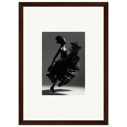 Silhouette of a dancer twirling, perfect for room decor as framed wall art