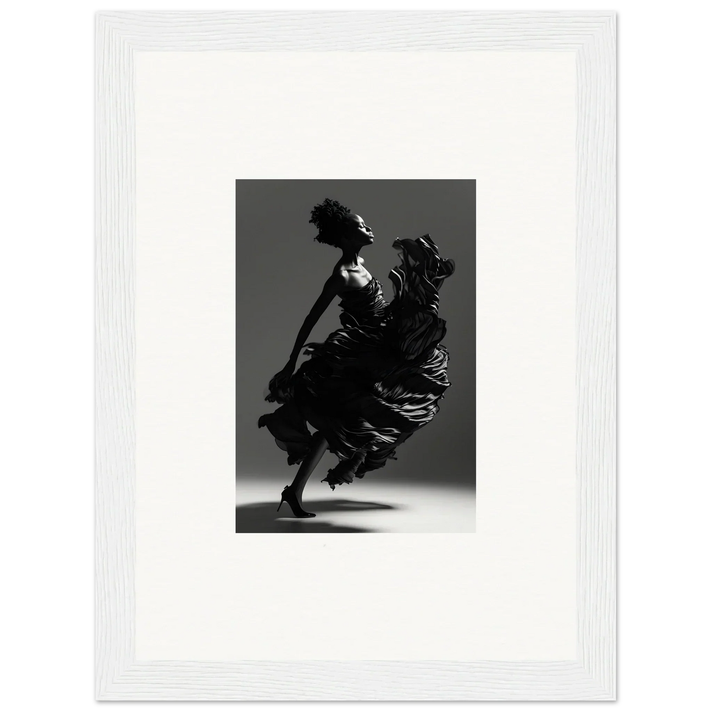 Silhouette of a dancer in flowing dress for elegant room decor canvas prints