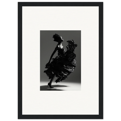 Silhouette of a dancer in flowing dress, perfect for framed wall art and room decor