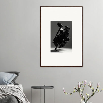 Framed black and white photograph of a dancer in motion for stylish room decor